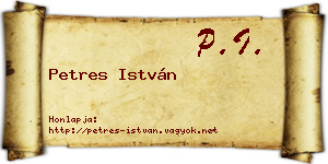 Petres István névjegykártya